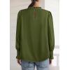 imagePRETTYGARDEN Blouses for Women Dressy Casual Fall Outfits 2025 Frill Neck Long Sleeve Shirts Satin Work Business Casual TopsArmy Green