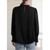 imagePRETTYGARDEN Blouses for Women Dressy Casual Fall Outfits 2025 Frill Neck Long Sleeve Shirts Satin Work Business Casual TopsBlack