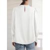 imagePRETTYGARDEN Blouses for Women Dressy Casual Fall Outfits 2025 Frill Neck Long Sleeve Shirts Satin Work Business Casual TopsWhite