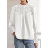 imagePRETTYGARDEN Blouses for Women Dressy Casual Fall Outfits 2025 Frill Neck Long Sleeve Shirts Satin Work Business Casual TopsWhite