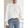 imagePRETTYGARDEN Blouses for Women Dressy Casual Fall Outfits 2025 Frill Neck Long Sleeve Shirts Satin Work Business Casual TopsWhite