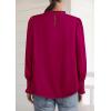 imagePRETTYGARDEN Blouses for Women Dressy Casual Fall Outfits 2025 Frill Neck Long Sleeve Shirts Satin Work Business Casual TopsWine Red