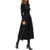 imagePRETTYGARDEN Cocktail Dresses for Women 2025 Elegant Classy Fall Long Sleeve Midi A Line Flowy Modest Winter Party DressBlack