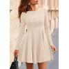 imagePRETTYGARDEN Fall Cocktail Dresses for Women Elegant Classy Wedding Guest 2025 Long Sleeve Homecoming Party A Line Mini DressBeige