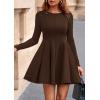 imagePRETTYGARDEN Fall Cocktail Dresses for Women Elegant Classy Wedding Guest 2025 Long Sleeve Homecoming Party A Line Mini DressBrown
