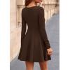 imagePRETTYGARDEN Fall Cocktail Dresses for Women Elegant Classy Wedding Guest 2025 Long Sleeve Homecoming Party A Line Mini DressBrown