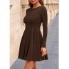 imagePRETTYGARDEN Fall Cocktail Dresses for Women Elegant Classy Wedding Guest 2025 Long Sleeve Homecoming Party A Line Mini DressBrown