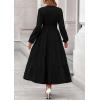 imagePRETTYGARDEN Fall Dresses for Women 2025 Long Sleeve V Neck Belted Ruffle A Line Flowy Boho Maxi Wedding Guest Dress PocketsBlack