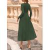 imagePRETTYGARDEN Fall Dresses for Women 2025 Long Sleeve Work Casual A Line Pleated Cocktail Church Midi Winter Sweater DressArmy Green