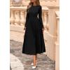 imagePRETTYGARDEN Fall Dresses for Women 2025 Long Sleeve Work Casual A Line Pleated Cocktail Church Midi Winter Sweater DressBlack
