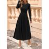 imagePRETTYGARDEN Fall Dresses for Women 2025 Long Sleeve Work Casual A Line Pleated Cocktail Church Midi Winter Sweater DressBlack