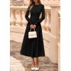 imagePRETTYGARDEN Fall Dresses for Women 2025 Long Sleeve Work Casual A Line Pleated Cocktail Church Midi Winter Sweater DressBlack