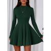 imagePRETTYGARDEN Fall Dresses for Women Elegant Classy 2025 Casual Long Sleeve Swing A Line Ruffle Short Homecoming Party DressDark Green