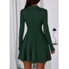 imagePRETTYGARDEN Fall Dresses for Women Elegant Classy 2025 Casual Long Sleeve Swing A Line Ruffle Short Homecoming Party DressDark Green