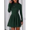 imagePRETTYGARDEN Fall Dresses for Women Elegant Classy 2025 Casual Long Sleeve Swing A Line Ruffle Short Homecoming Party DressDark Green