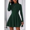 imagePRETTYGARDEN Fall Dresses for Women Elegant Classy 2025 Casual Long Sleeve Swing A Line Ruffle Short Homecoming Party DressDark Green