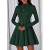 imagePRETTYGARDEN Fall Dresses for Women Elegant Classy 2025 Casual Long Sleeve Swing A Line Ruffle Short Homecoming Party DressDark Green