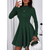 imagePRETTYGARDEN Fall Dresses for Women Elegant Classy 2025 Casual Long Sleeve Swing A Line Ruffle Short Homecoming Party DressDark Green