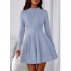 imagePRETTYGARDEN Fall Dresses for Women Elegant Classy 2025 Casual Long Sleeve Swing A Line Ruffle Short Homecoming Party DressLight Blue
