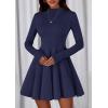 imagePRETTYGARDEN Fall Dresses for Women Elegant Classy 2025 Casual Long Sleeve Swing A Line Ruffle Short Homecoming Party DressNavy Blue