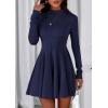imagePRETTYGARDEN Fall Dresses for Women Elegant Classy 2025 Casual Long Sleeve Swing A Line Ruffle Short Homecoming Party DressNavy Blue