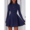 imagePRETTYGARDEN Fall Dresses for Women Elegant Classy 2025 Casual Long Sleeve Swing A Line Ruffle Short Homecoming Party DressNavy Blue