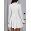 imagePRETTYGARDEN Fall Dresses for Women Elegant Classy 2025 Casual Long Sleeve Swing A Line Ruffle Short Homecoming Party DressWhite