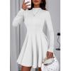imagePRETTYGARDEN Fall Dresses for Women Elegant Classy 2025 Casual Long Sleeve Swing A Line Ruffle Short Homecoming Party DressWhite