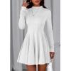 imagePRETTYGARDEN Fall Dresses for Women Elegant Classy 2025 Casual Long Sleeve Swing A Line Ruffle Short Homecoming Party DressWhite