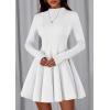 imagePRETTYGARDEN Fall Dresses for Women Elegant Classy 2025 Casual Long Sleeve Swing A Line Ruffle Short Homecoming Party DressWhite