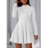 imagePRETTYGARDEN Fall Dresses for Women Elegant Classy 2025 Casual Long Sleeve Swing A Line Ruffle Short Homecoming Party DressWhite