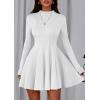 imagePRETTYGARDEN Fall Dresses for Women Elegant Classy 2025 Casual Long Sleeve Swing A Line Ruffle Short Homecoming Party DressWhite