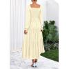 imagePRETTYGARDEN Fall Wedding Guest Dresses for Women 2025 Floral Long Sleeve Smocked Tiered Elegant Long Flowy Boho DressBeige