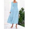 imagePRETTYGARDEN Fall Wedding Guest Dresses for Women 2025 Floral Long Sleeve Smocked Tiered Elegant Long Flowy Boho DressLight Blue