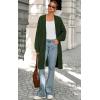 imagePRETTYGARDEN Long Sleeve Open Front Chunky Cardigan Sweaters for Women Cable Knit Long Cardigans Fall Outfits with PocketsArmy Green