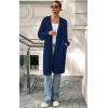 imagePRETTYGARDEN Long Sleeve Open Front Chunky Cardigan Sweaters for Women Cable Knit Long Cardigans Fall Outfits with PocketsBlue