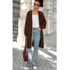 imagePRETTYGARDEN Long Sleeve Open Front Chunky Cardigan Sweaters for Women Cable Knit Long Cardigans Fall Outfits with PocketsBrown