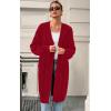 imagePRETTYGARDEN Long Sleeve Open Front Chunky Cardigan Sweaters for Women Cable Knit Long Cardigans Fall Outfits with PocketsRed