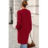 imagePRETTYGARDEN Long Sleeve Open Front Chunky Cardigan Sweaters for Women Cable Knit Long Cardigans Fall Outfits with PocketsRed
