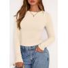 imagePRETTYGARDEN Long Sleeve Shirts for Women 2025 Fall Going Out Tops Casual Ribbed Knit Slim Fitted Basic Tees Y2K ClothesBeige