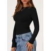 imagePRETTYGARDEN Long Sleeve Shirts for Women 2025 Fall Going Out Tops Casual Ribbed Knit Slim Fitted Basic Tees Y2K ClothesBlack