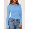 imagePRETTYGARDEN Long Sleeve Shirts for Women 2025 Fall Going Out Tops Casual Ribbed Knit Slim Fitted Basic Tees Y2K ClothesLight Blue