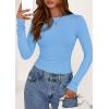 imagePRETTYGARDEN Long Sleeve Shirts for Women 2025 Fall Going Out Tops Casual Ribbed Knit Slim Fitted Basic Tees Y2K ClothesLight Blue
