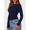 imagePRETTYGARDEN Long Sleeve Shirts for Women 2025 Fall Going Out Tops Casual Ribbed Knit Slim Fitted Basic Tees Y2K ClothesNavy Blue
