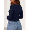 imagePRETTYGARDEN Long Sleeve Shirts for Women 2025 Fall Going Out Tops Casual Ribbed Knit Slim Fitted Basic Tees Y2K ClothesNavy Blue