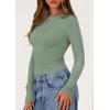 imagePRETTYGARDEN Long Sleeve Shirts for Women 2025 Fall Going Out Tops Casual Ribbed Knit Slim Fitted Basic Tees Y2K ClothesSage Green