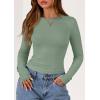 imagePRETTYGARDEN Long Sleeve Shirts for Women 2025 Fall Going Out Tops Casual Ribbed Knit Slim Fitted Basic Tees Y2K ClothesSage Green