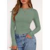imagePRETTYGARDEN Long Sleeve Shirts for Women 2025 Fall Going Out Tops Casual Ribbed Knit Slim Fitted Basic Tees Y2K ClothesSage Green