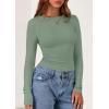 imagePRETTYGARDEN Long Sleeve Shirts for Women 2025 Fall Going Out Tops Casual Ribbed Knit Slim Fitted Basic Tees Y2K ClothesSage Green