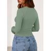 imagePRETTYGARDEN Long Sleeve Shirts for Women 2025 Fall Going Out Tops Casual Ribbed Knit Slim Fitted Basic Tees Y2K ClothesSage Green